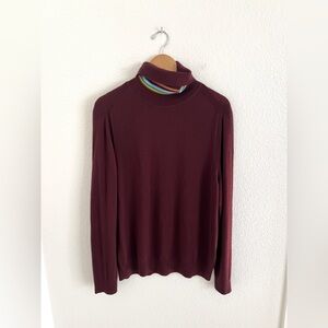 PAUL SMITH burgundy merino roll neck sweater / men's XL